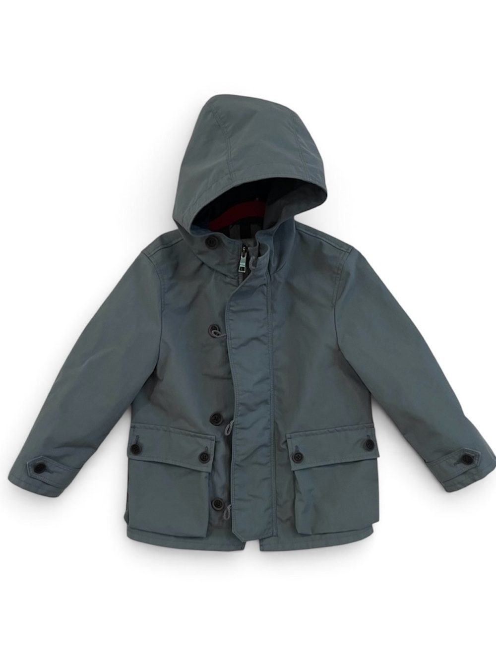 Burberry Kids Hooded Pea Coat - blue Gray